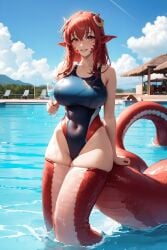 1girls ai_generated apode big_breasts breasts female female_focus female_only furr_app lamia long_hair looking_at_viewer miia miia_(monster_musume) monster_girl monster_musume monster_musume_no_iru_nichijou pointy_ears pose red_ears red_hair red_scales snake snake_girl solo solo_female solo_focus yellow_eyes