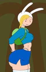 1girls 2d adventure_time backpack bag blonde_hair breasts child_bearing_hips clothing color curvy diklonius female fionna_and_cake fionna_the_human_girl hi_res huge_breasts human miniskirt pale_skin side_view sideboob sketch skirt solo standing stockings thick_ass thick_thighs voluptuous