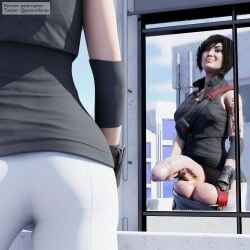 1futa 3d 3d_(artwork) balls black_hair faith_connors futa_only futanari huge_balls huge_cock light-skinned_futanari mirror's_edge penis peterraynor self_upload smooth_balls solo_futa standing