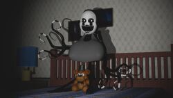 3d bed bedroom big_breasts breasts five_nights_at_freddy's five_nights_at_freddy's_4 freddy_plush marionette_(fnaf) nightmarionne puppet_(fnaf) source_filmmaker woman yuuki_momofox