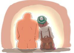 1boy 1girls bag brown_hair clothed_female_nude_male couple game_freak gloria_(pokemon) hat hoodie larger_male leaning_on_person light-skinned_male love pokemon pokemon_ss short_hair sitting_together smaller_female sunset wholesome woohyoot