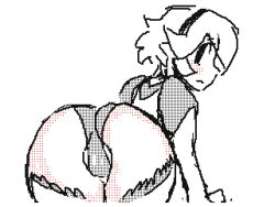 1girls 2023 alternate_hairstyle ass ass_focus bare_thighs bent_over big_ass black_panties blush corrin_(fire_emblem) corrin_(fire_emblem)_(female) cragscleft female female_only fire_emblem fire_emblem_fates flipnote_studio inner_thighs monochrome more_at_source nintendo panties pussy_peek short_hair solo thighhighs thighs white_hair