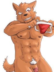 abs anthro balls canid canine canis casual_nudity foreskin fur genitals hi_res humanoid_genitalia humanoid_hands humanoid_penis ilan1985 male mammal muscular muscular_anthro muscular_male navel nipples nude outside pecs penis retracted_foreskin smile solo solo_focus solo_male wolf