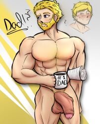 bara bara_tits big_balls big_muscles big_penis blonde_hair blue_eyes dilf father father_and_son gay jaune_arc male male_only moonmutti muscles muscular muscular_male pecs pectorals rwby yaoi