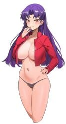 breasts female female_only kiritzugu misato_katsuragi neon_genesis_evangelion panties solo