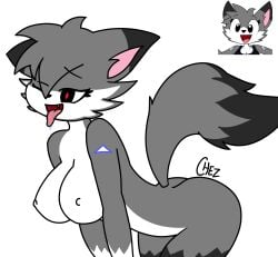 chez-arts female furry furry_ears furry_tail horny_female on_knees red_eyes saliva self_upload tail tongue_out vinspawz