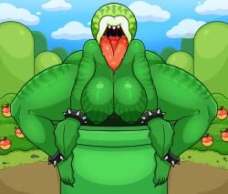 ass background big_ass big_breasts big_lips big_lips_no_eyes big_tongue body_markings body_pattern bracelets breasts bushes cloud feet female female_focus female_only freckles fruit fruit_girl gravity_breaker hanging_breasts hill leaf_hands lips looking_at_viewer mario_(series) massive_thighs melon melon_piranha_plant open_mouth outdoors piranha_plant plant plant_girl public public_nudity saliva saliva_drip saliva_string sharp_teeth sharp_toenails shiny shiny_skin sitting suggestive_pose super_mario_bros._wonder thick_thighs thighs tongue tongue_out wanting_sex warp_pipe