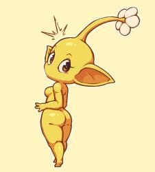 4_fingers ass breasts color eyelashes female female_only flower furry looking_at_viewer nintendo nude pikmin pikmin_(species) pointy_ears shy_ayu side_view soff_doll solo surprised tagme thick_ass thick_thighs thighs wide_hips yellow_body yellow_pikmin yellow_skin