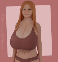 1girls 3d_(artwork) amorousityhaven big_breasts bra breasts female female_only freckles freckles_on_face ginger green_eyes huge_breasts large_breasts long_hair looking_at_viewer oc original original_character panties red_hair solo_female underwear underwear_only