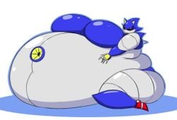 fat fat_belly fat_breasts fat_robot fat_thighs genderswap_(mtf) huge_belly huge_breasts immobile looking_at_viewer massive_belly metal_sonic mizz-britt obese robot rule_63 sega sonic_(series) sonic_the_hedgehog_(series)