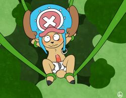 anthro antlers balls blush boner deer erection furry male male_only one_piece penis reindeer solo solo_male spread_legs tony_tony_chopper underwear underwear_only vines yosshidoragon