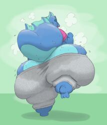 1girls anthro ass ass_cleavage back_view blue_skin chubberdy dragon dragon_girl fat_ass female female_focus female_only fin hips jogging jogging_outfit jogging_pants large_ass marie_(chubberdy) overweight overweight_female scalie scalie_humanoid sweat sweat_pants sweating sweatpants sweaty sweaty_body sweaty_butt thick_thighs thighs wide_hips