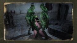 1girls 2monsters 3d 3d_animation animated bethesda_softworks big_breasts blowjob cock_slap dark_hair emotrashcan fallout female feral_ghoul_(fallout) glowing_one graveyard interspecies longer_than_30_seconds mausoleum nipples no_sound nude nude_female penis tagme vault_dweller video