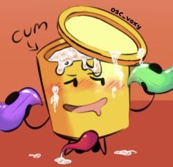 burner_(osc) cum_in_container cum_overflowing grabbing_penises green_penis limey_(burner) multiple_boys multiple_penises object_show object_shows osc_voxy playdoh_(burner) purple_penis red_penis sacristuff tentacle_dick tentacle_penis tissues_(burner)