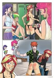 equestria_girls female friendship_is_magic male my_little_pony original_character pinkie_pie_(mlp) rainbow_dash_(mlp) rarity_(mlp) ruby_sword_(oc) spanking sunset_shimmer symptom99