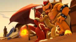 3d 3d_(artwork) anal anal_sex arwing big_breasts bisexual bowser breasts charizard cock_ring cum cum_in_ass desert fox_mccloud generation_1_pokemon handjob mario_(series) nintendo pecs penis pokemon pokemon_(species) sfm star_fox tiggyafterdark tigura