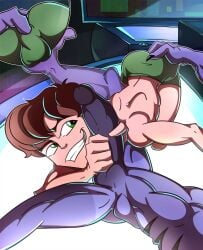 ben_10 ben_10_omniverse ben_tennyson ben_tennyson_(omniverse) blowjob blowjob_face brown_hair gay gay_blowjob gay_sex green_eyes iyumiblue rook yaoi