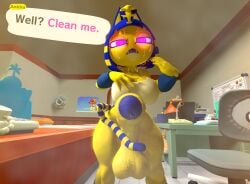 1futa 3d 3d_(artwork) 3d_model abyssinian_cat animal_crossing ankha ankha_(animal_crossing) anthro big_penis blue_hair blue_penis_tip blue_stripes bodily_fluids bottomless bracelet chair clothed clothing curvy_figure desk dialogue dialogue_box digital_media_(artwork) domestic_cat doubutsu_no_mori egyptian fanning fanning_self felid feline felis first_person_view foreskin furniture futa_only futanari genitals glowing glowing_eyes gynomorph hair hi_res huge_cock hypnotic_eyes hypnotizing_viewer imminent_oral imminent_sex intersex jewelry lewdwithlogan looking_at_viewer looking_down looking_down_at_viewer mammal markings mostly_nude multicolored_body multicolored_hair multicolored_tail musk musk_clouds nairu_(doubutsu_no_mori) name_in_dialogue nintendo penis phone purple_eyes solo solo_focus source_filmmaker speech_bubble spiral_eyes striped_markings striped_tail stripes sweat sweatdrop table tail tail_markings text tom_nook topwear topwear_only town_hall two_tone_body whiteboard yellow_body yellow_penis