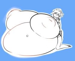 aigis_(persona) artist_request belly bloated_belly female gerph huge_belly huge_breasts hyper hyper_breasts hyper_pregnancy inflation persona persona_3 pregnant solo swollen_belly swollen_breasts