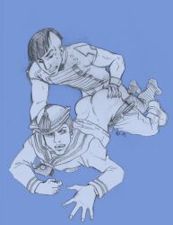 2boys anal anal_sex clothed_sex duo gay jojo's_bizarre_adventure jojolion joshu_higashikata josuke_higashikata_(jojolion) male male/male male_only male_penetrated male_penetrating male_penetrating_male penetration ronkelo yaoi