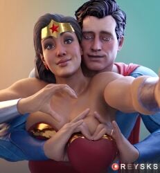 1boy 1girls 3d big_breasts boob_heart breast_grab busty couple dc dc_comics digital_drawing_(artwork) eyebrows eyelashes eyes female hair hero heroine hips hourglass_figure huge_boobs huge_breasts injustice_2 justice_league large_boobs large_breasts legs light-skinned_female light_skin lips male rysketches selfie superhero superheroine superman superman_(series) upper_body wonder_woman wonder_woman_(series)