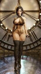 1girls 3d ada_wong big_breasts female female_only hornywitches3d naked pussy_hair resident_evil solo