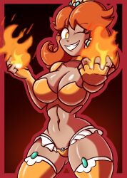 breasts female female_only fire_daisy looking_at_viewer mario_(series) nintendo princess_daisy robveemo solo