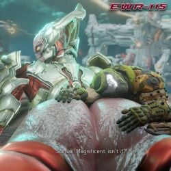 3d alien_humanoid angel atsuko_(artist) doom doom_(series) doom_slayer_(doom) goddess huge_ass khan_maykr kingbigballs larger_female massive_butt mature_woman nightmare_waifu older_female queen red_body taller_woman