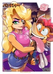 1boy 1boy1girl 1girls activision anthro bandicoot big_breasts blonde_hair breasts bust busty cleavage crash_(series) crash_bandicoot curvaceous curves curvy curvy_figure datskelebutt eyebrows eyelashes eyes female female_focus fingerless_gloves fur furry hair height_difference hips hourglass_figure huge_breasts large_breasts legs light-skinned_female light_skin lips long_hair male male/female mammal marsupial marsupial_humanoid mikeluckas naughty_dog orange_fur size_difference smile straight stupiddead_skullhead tail tawna_bandicoot thick thick_legs thick_thighs thighs top_heavy upper_body video_games voluptuous waist wide_hips