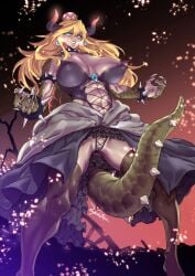 1girls 2d_(artwork) abs areolae blonde_hair blue_eyes bowsette breasts clothing horns large_breasts mario_(series) muscular_female muscular_thighs new_super_mario_bros._u_deluxe nipples panties puffy_areola puffy_nipples tail thighs tummy zunta