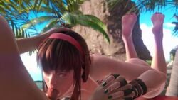 3d animated beach black_nail_polish black_nails blowjob bulgingsenpai cock_hungry dead_or_alive face_fucking feet feet_up hitomi_(doa) holding_hands intertwined_fingers soles sound tagme throat_fuck throatpie video