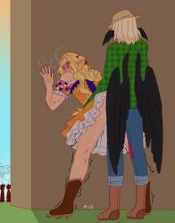 avian avian_humanoid blonde_hair dress femboy forever_(content_creator) male/male male_only mheartc philza public_sex qsmp wings