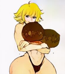 alternate_version_available blonde_hair color_edit colorized female female_only huge_breasts jay-marvel marguerite one_piece thong wide_hips