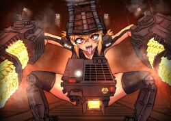 1girls armored_core armored_core_6 blonde_hair female fromsoftware maguro_maznaga mech red_eyes robot_girl robot_humanoid sharp_teeth smart_cleaner_(armored_core) tongue_out