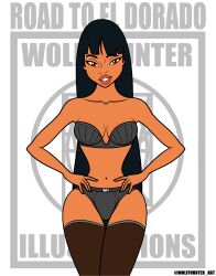 accurate_art_style bra breasts chel chel_(the_road_to_el_dorado) dreamworks female girl lipstick looking_at_viewer nipples panties pussy solo the_road_to_el_dorado wolffhunter_art