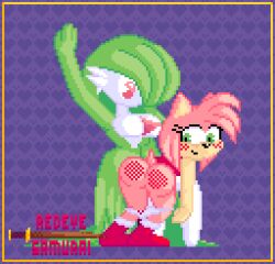 amy_rose animated anthro ass butt_slap clothed clothing crossover digital_media_(artwork) duo female fur gardevoir gif green_body green_hair hair humanoid naked nintendo nude pink_eyes pixel_art pokémon_(species) pokemon pokemon_(species) redeye_samurai_(artist) sega short_playtime simple_background slap sonic_(series) sonic_the_hedgehog_(series) spank_marks spanking spanking_butt white_body white_fur