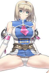 blonde_hair cassandra_alexandra elbow_gloves female female_only gloves green_eyes hairband human kansuke panties short_hair sleeveless solo soul_calibur spread_legs underwear white_panties