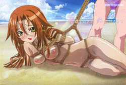 azuma_satori bamboo_blade bondage beach bondage crotch_rope megami nude nude_filter photoshop pinup rope bondage