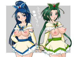 akimoto_komachi artist_request blush clothing cure_aqua cure_mint magical_girl medium_breasts minazuki_karen precure pretty_cure skirt tagme translation_request