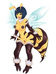 abdomen antennae anthromorph anthropod bee bee_girl black_eyes character_request chitin corruption_of_champions female giant_bee_(coc) honey insect_girl insectoid monster_girl purple_nipples pussy solo stinger uncensored wings yellow_skin yoh-sl