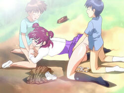 artist_request censored clothed_sex clothing oral_sex panties precure pretty_cure tagme threesome yumehara_nozomi