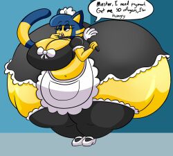 animal_crossing ankha ankha_(animal_crossing) big_breasts breasts dialogue hyper hyper_ass implied_vore maid maid_outfit tagme text thick_thighs user3345 wide_hips