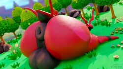 16:9 4k absurd_res anal ass balls big_balls big_butt feral generation_5_pokemon genitals geodat64 hi_res male nintendo pokemon pokemon_(species) rear_view scolipede solo widescreen