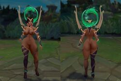 3d abdomera big_ass big_breasts dark-skinned_female female karma_(league_of_legends) league_of_legends mostly_nude solo thick_thighs