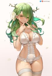 1girls 2d arms belly belly_button boobs bra branch_horns breasts cameltoe ceres_fauna closed_mouth clothed clothing covered_breasts covered_navel covered_nipples digital_drawing_(artwork) facing_viewer female female_focus female_only fingers front_view fully_clothed greatodoggo green_eyes green_hair hair hands hands-free hi_res hips hololive hololive_english hololive_english_-council- hololive_english_-promise- horns huge_breasts image kneesocks light-skinned_female light_skin lingerie long_hair looking_at_viewer naughty_face navel open_eyes panties pussy skindentation smile sole_female standing stomach thick_thighs thighs thin_waist tits vagina virtual_youtuber waist yellow_eyes