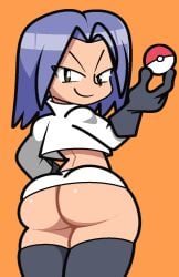 1boy 2023 ass big_ass big_butt blue_hair butt fat_ass fat_butt femboy girly green_eyes hair huge_ass huge_butt james_(pokemon) light-skinned_male light_skin looking_at_viewer looking_back looking_back_at_viewer male male_only medium_hair nintendo pokeball pokemon rear_view solo solo_male thick_ass thick_butt toony vilepluff