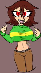 1girls 2023 big_breasts breasts chara female hyper hyper_breasts tagme toby_fox undertale undertale_(series) vile_eyes