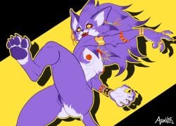 anthro athosvds belladonna_(trials_of_mana) female female_only furry furry_only long_hair nipples purple_hair pussy tail trials_of_mana yellow_eyes