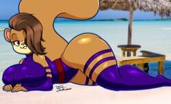 1anthro 1girls anthro ass big_ass big_breasts breasts huge_ass huge_breasts jyto marvel nickelodeon nipple_bulge psylocke_(cosplay) sandy_cheeks spongebob_squarepants tagme thick_thighs