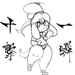 angry_face animal_crossing canine dog_ears fighting_stance flat_chest isabelle_(animal_crossing) mochikirb nintendo sketch thick_thighs